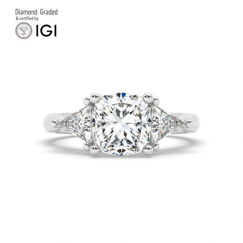 Cushion diamond trilogy ring - diamond,