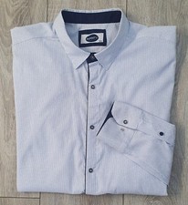 Men's Infinity Blue & White Cotton/Silk Stretch Lightweight Shirt - 2XL 48"-50" 