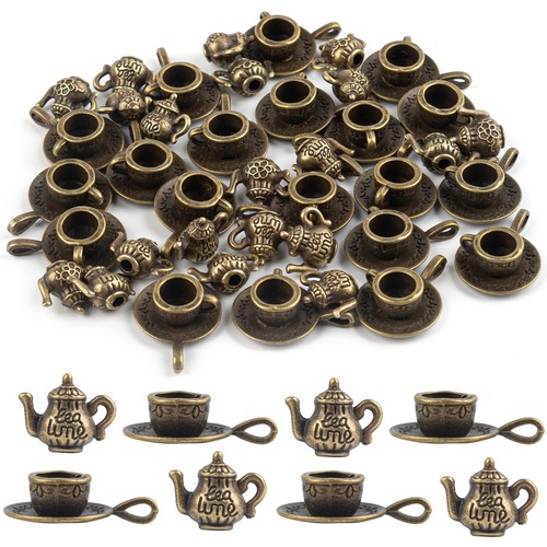 Pack mini tea cup charms - tea,