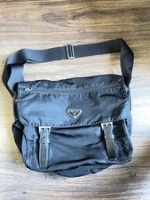 PRADA Nylon Double Buckle Black Messenger Crossbody Bag Italy