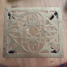 Vintage Heavy Brass Trivet With Ornate Design 