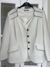 White Blazer Jacket By Blooms Australia. Chic Black Button Detailing. 1920s styl