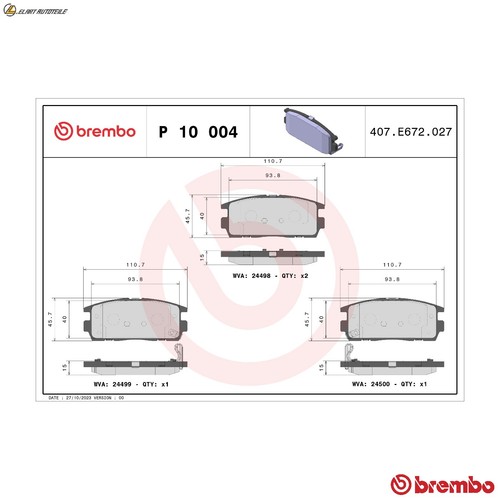 Brake pad set disc - , p