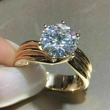 3 ct Huge Round Cut Diamond 14k Yellow Gold Finish Solitaire Engagement Ring