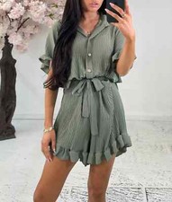 Women Gold Button Playsuit