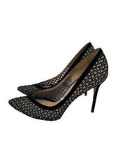 VALENTINO Shoes Heels Black Sueded Pointed Mesh Crystal Embellishment EU 40 UK 7