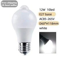 PIR Motion Sensor LED Light Bulb 12W E27 Smart Bulb Motion Activated ON/OFF Home