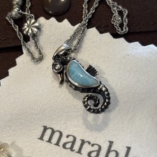 Marahlago  Seahorse Necklace & earrings Larimar Gemstone-Sterling Silver 