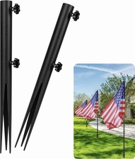 VANROUG 2 Pcs Flag Pole Ground Stake, Outdoor Metal Stake, Flag Stake Stands, S
