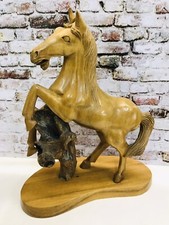 Vintage Hand Carved Wooden Rearing Horse Equine Animal Statue/Sculpture/Figurine