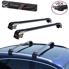Aluminium Roof Rack Cross Bars Anti-Theft for RENAULT MEGANE GRAND 2016-22 Black