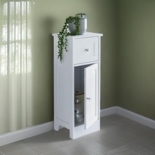 White Wood Free Standing 1 Drawer With 1 Cabinet Bathroom Storage Cabinet Unit