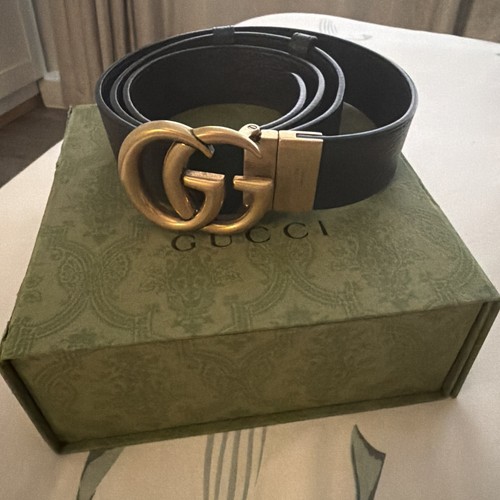 Gucci black leather belt - leather,
