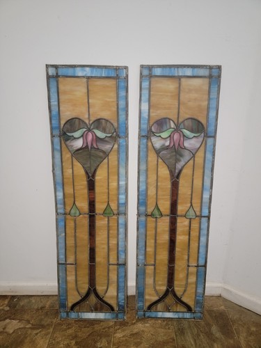 Stained glass panels pair - stained,