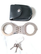 Hiatts hinged handcuffs with pouch and keys