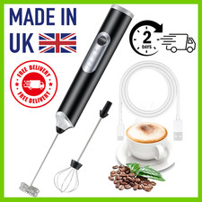 Rechargeable Handheld Electric Milk Frother 3 Speed Whisk | Coffee Foam Maker