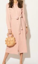 Brand New Monsoon Dusky Pink Belted Maxi Shirt Dress Size 10-20