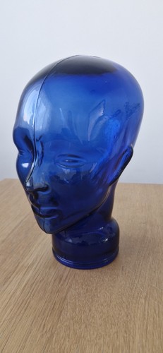 Vintage cobalt blue glass head - vintage,