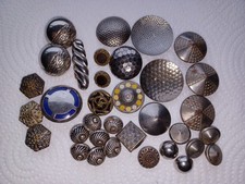 Vintage Silver Metal Buttons Bundle