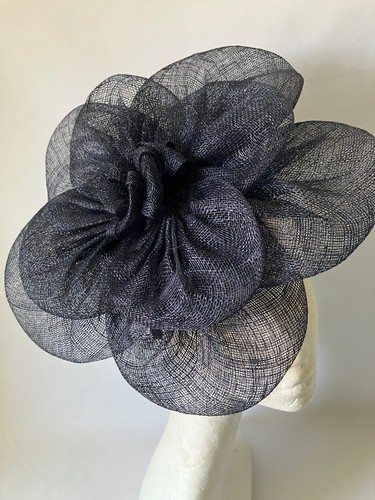 Navy sinamay fascinator for - sinamay,