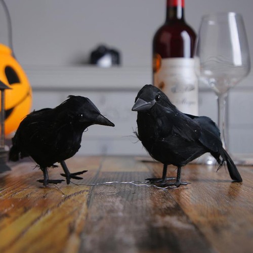 Halloween crow statue black - halloween,