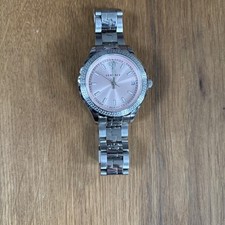 VERSACE Silver Tone And Pink Face Analogue Watch