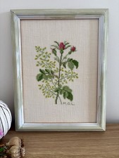 Stunning Rosebud Design Framed Embroidery Cottage Core