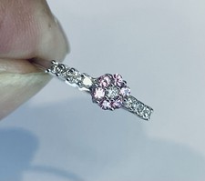 9ct White Gold Diamond & Pink Sapphire Ring Size N1/2 - UK Hallmark