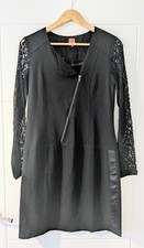 Miss Captain Black Lace Long Sleeve Zip Up Smart Dress Formal Party Size 12