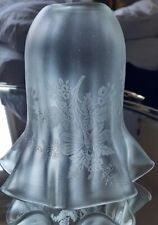 Victorian Art Nouveau Satin glass Shade Etched with Dragon Fly & Foliage Design