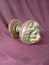  LARGE BRASS CENTRAL LIONS HEAD DOOR KNOB PULL  HANDLE 