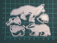 5 Piece British Wildlife Die / Fox Badger Hedgehog Squirrel Metal Die Cutter