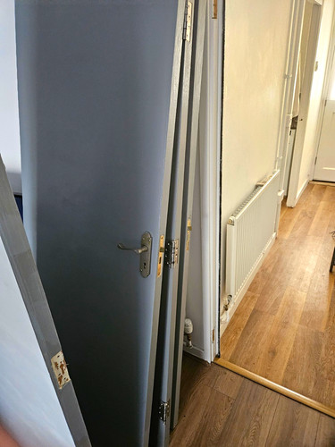 Grey fire doors with handles - grey,
