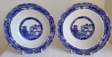 Vintage Wade Ringtons Blue & White Willow Pattern Cereal / Soup Bowls x 2