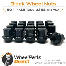 Wheel Nuts (20) Black for Jeep Grand Cherokee [WK2] 11-22 on Original Wheels