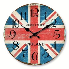 Vintage United Kingdom Flag Wooden Wall Clock English Flag Silent Home Decor