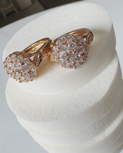 Rose gold plated huggie hoop - rose,