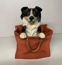 Border Collie dog in tote handbag ornament. Leonardo Collection Playtime 2008