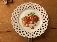 Bavarian Schumann porcelain pierced edge decorative plate featuring cherries