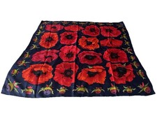Vintage Gucci Silk Scarf Poppies Floral Print Made In Italy 33 x 33