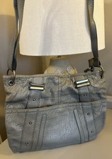 Grey Satchel Cross Body Shoulder Bag With Stud Detail
