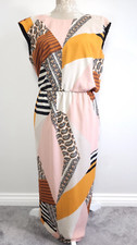 Next Dress Size 10 Paisley Midi Sleeveless Cinched Waist Abstract Colour Block