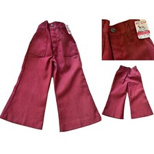 flares Trousers wide leg  boot leg red denim NWT's vintage 70's boys girls 3