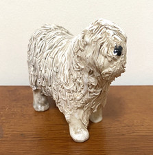 Vintage Spaghetti Studio Art Pottery, Old English Sheepdog Figurine 14cm