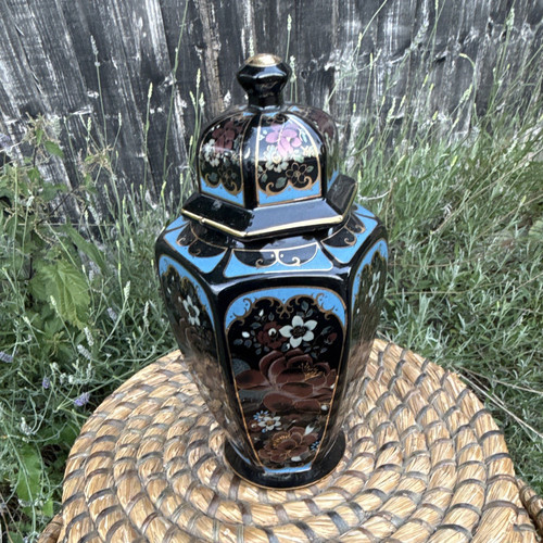 Glossy ceramic lidded vase/jar