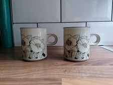 VINTAGE SET OF 2 HORNSEA COFFEE CUPS LANCASTER VITRAMIC CORNROSE PATTERN