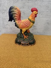 Vintage Farmhouse Style Large Cast Iron Cockerel Door Stop - 10” tall x 8” wide