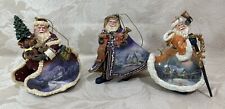 Thomas Kinkade Ashton Drake Old World Santa Ornaments 3 Piece Set #4 - READ