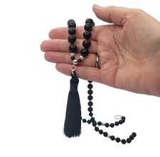 Jet Gemstone Necklace With Tassel