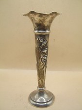 Birmingham 1904 Sterling Silver Vase With Art Nouveau Design Of Flowers - #1